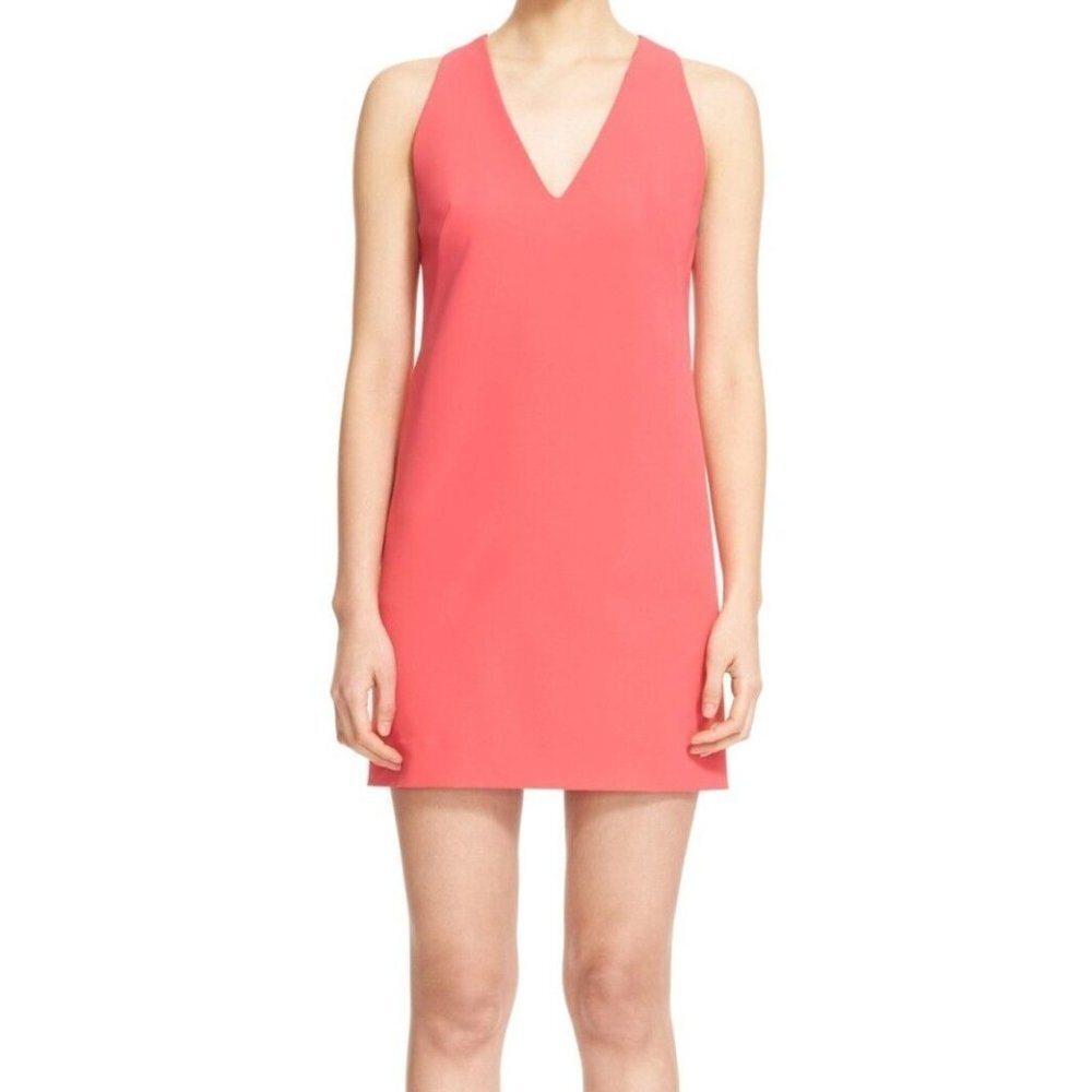 Milly Rose V-Neck Sleeveless Crepe Modern Halter Mini Sheath Dress